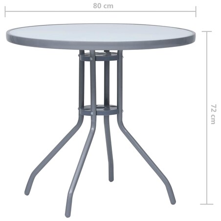 vidaXL Stolik ogrodowy, jasnoszary, 80 cm, stal i szkło