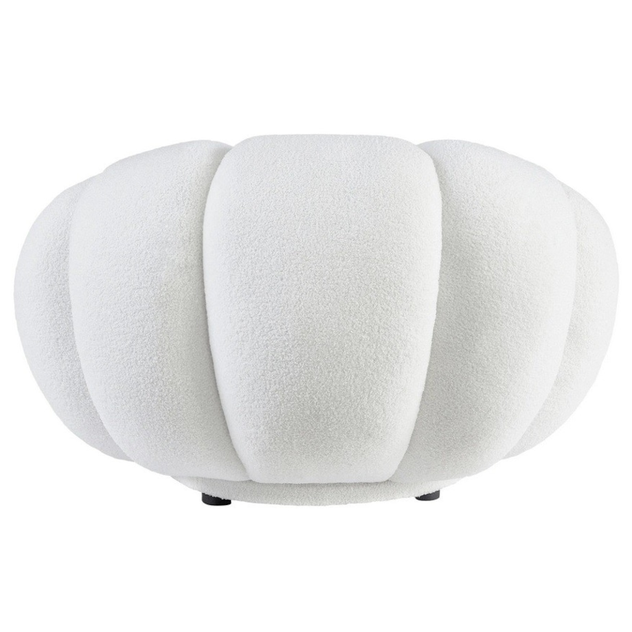 Fotel obrotowy biały bouclé Cremona