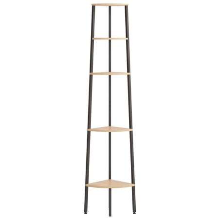 vidaXL Regał narożny, 5 półek, jasnobrązowo-czarny, 45,5x31,5x180 cm