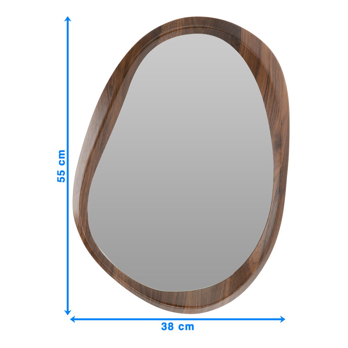 Lustro Organiczne Nowoczesne Rama Efekt Drewna Brązowe 38X55 Cm