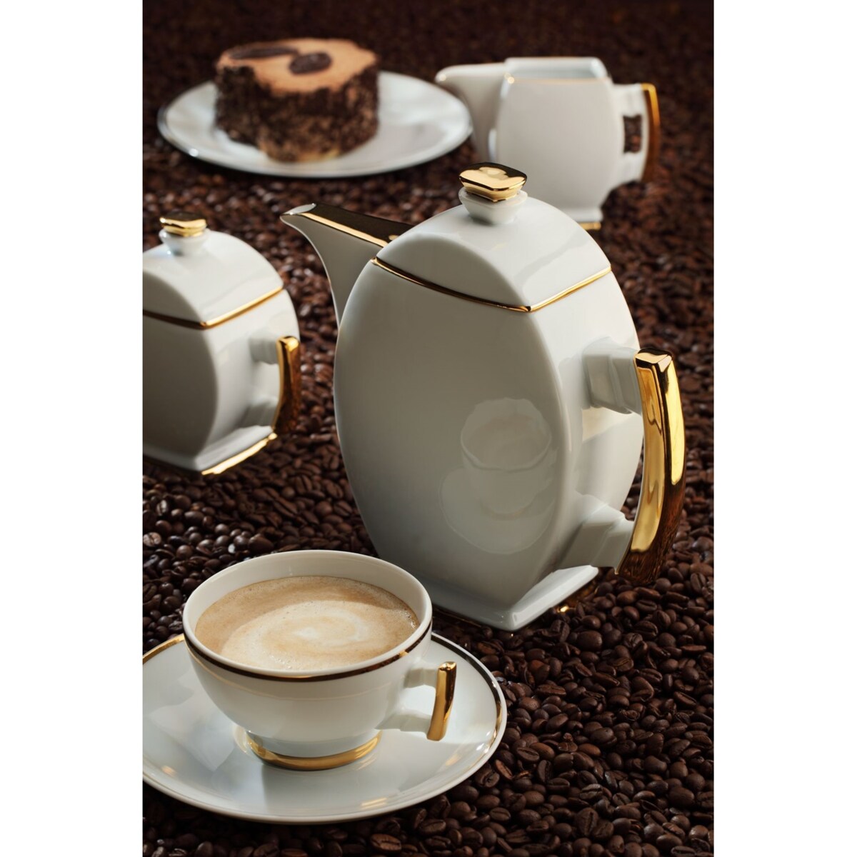 Filiżanka 220 ml ze spodkiem Płaski Złoty 9699