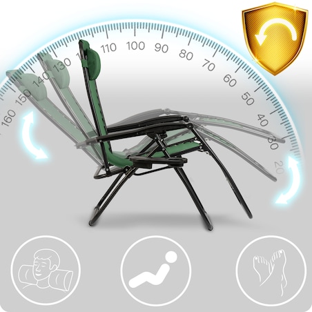 Leżak ogrodowy grawitacyjny Sofotel plażowy zielony składany fotel na taras balkon 2 szt.