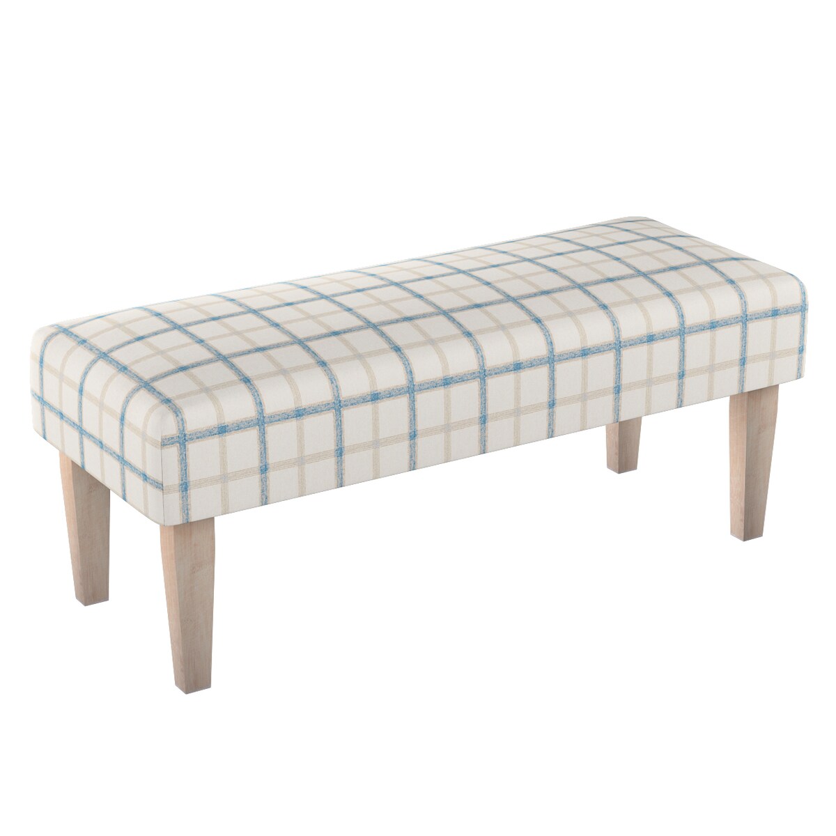 Ławka, niebieska kratka tle ecru, 100 x 40 x 40 cm, Avinon