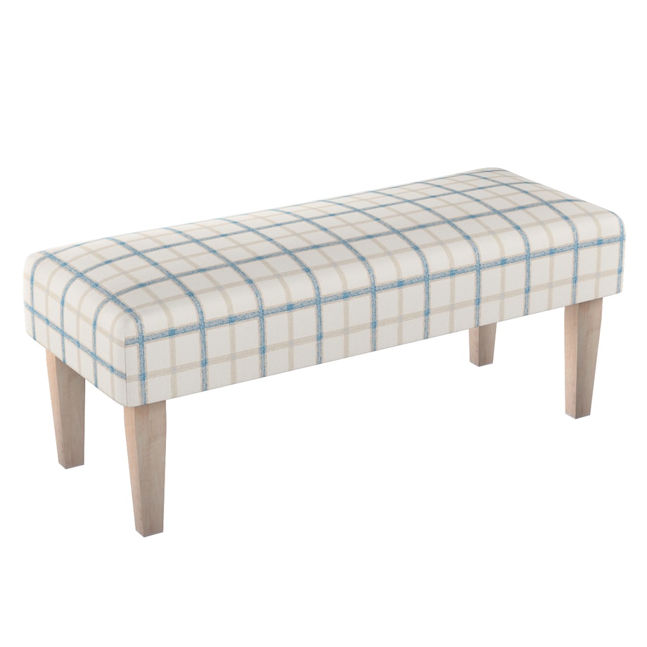 Ławka, niebieska kratka tle ecru, 100 x 40 x 40 cm, Avinon