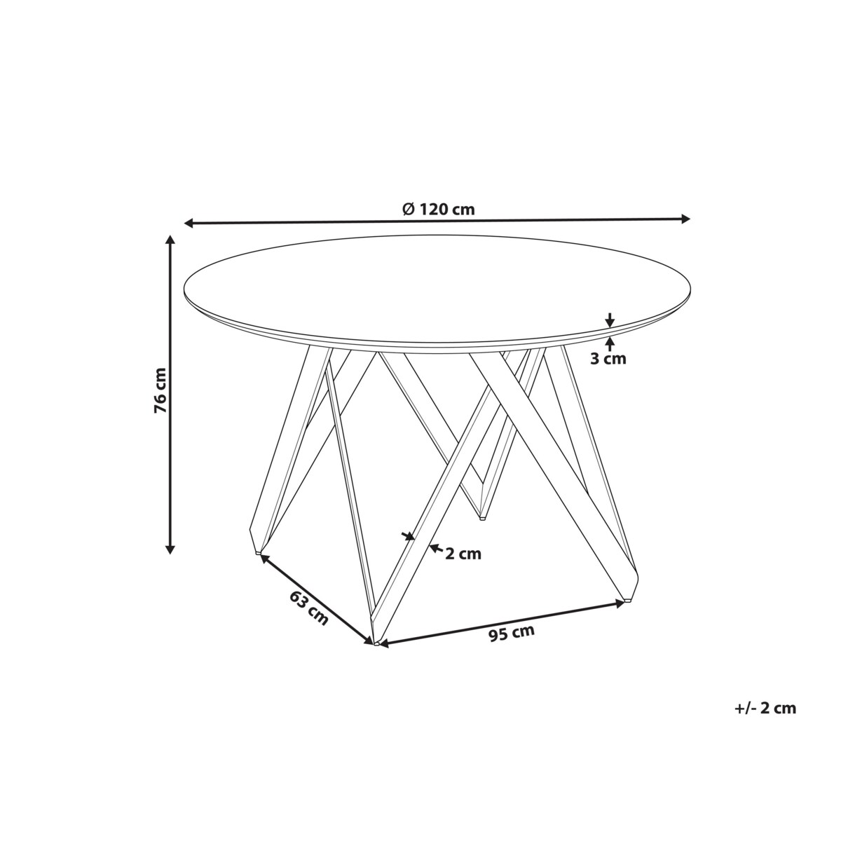 Stół do jadalni OXHILL Czarny 120 cm 120 cm