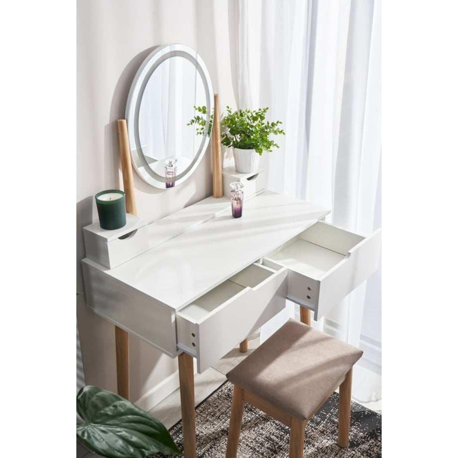 TOALETKA z lustrem LED kosmetyczna skandynawska