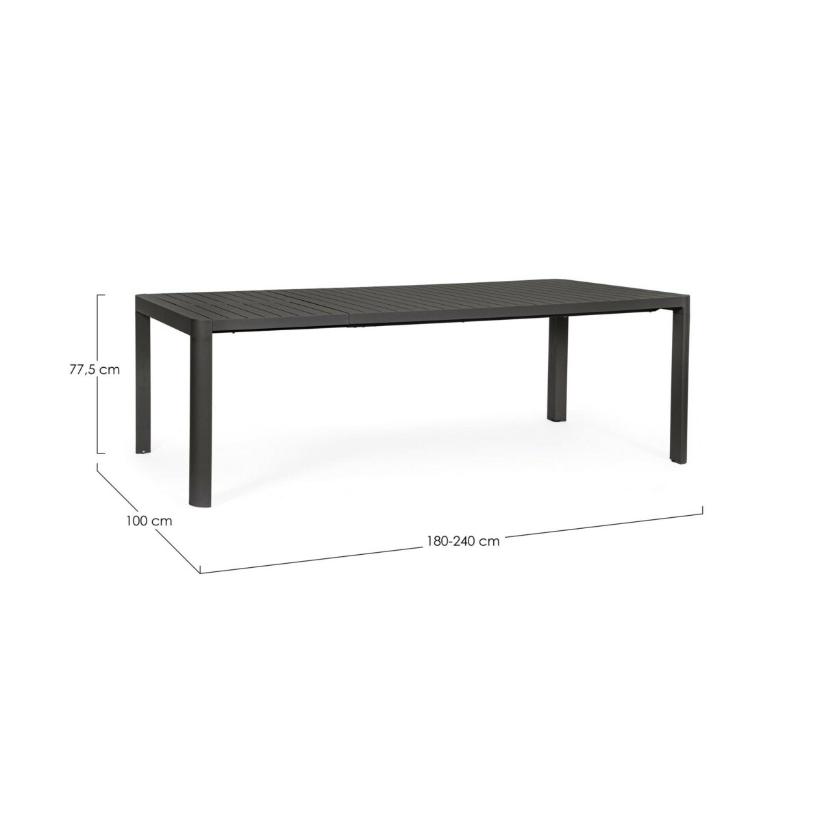 BIZZOTTO stół ogrodowy rozkładany KIPLIN 180-240 antracyt