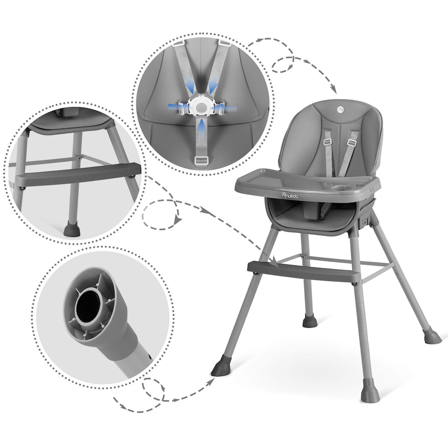 Krzesełko do karmienia dla dzieci regulowane fotelik Nukido