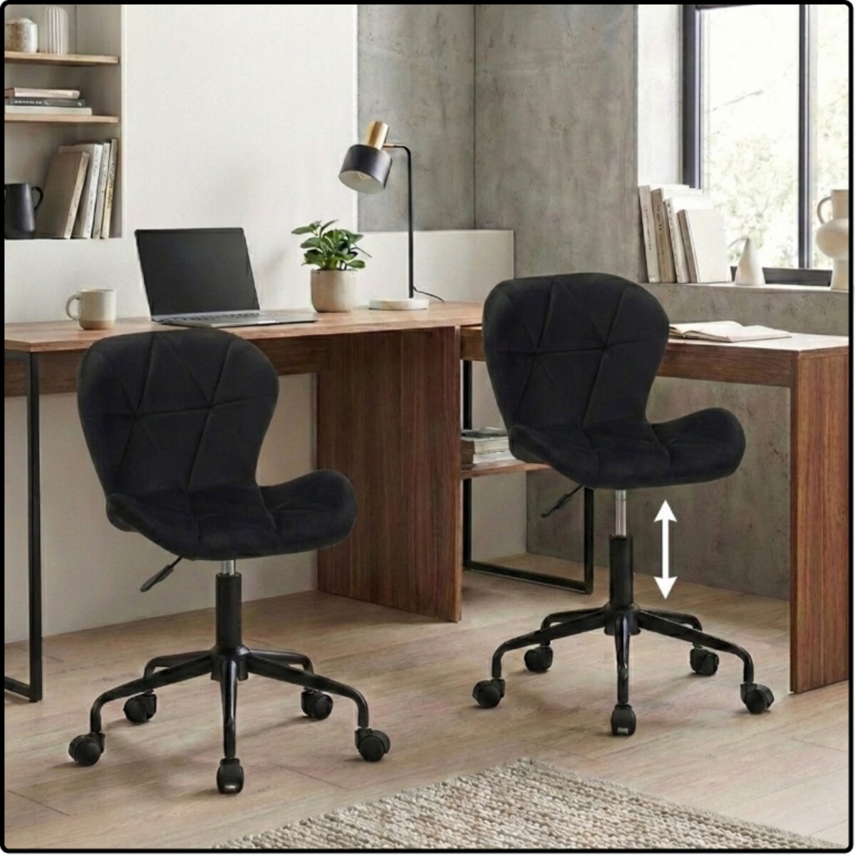 Fotel biurowy krzesło obrotowe do biurka ucznia gabinetu regulowane czarne welurowe