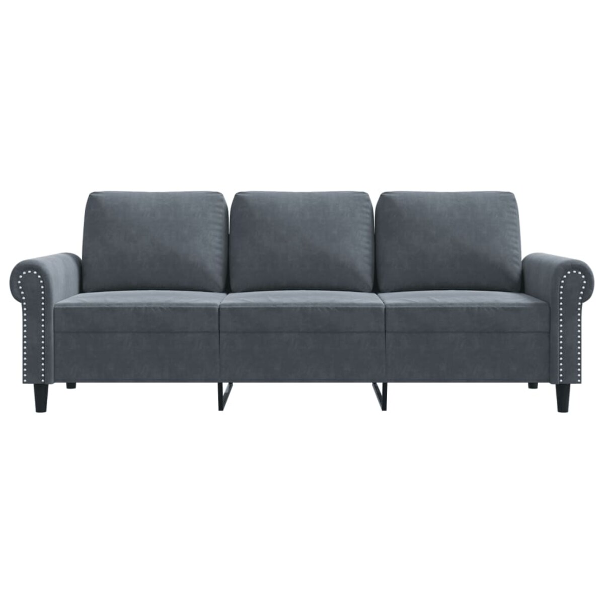 vidaXL Sofa 3-osobowa, ciemnoszara, 180 cm, obita aksamitem