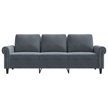 vidaXL Sofa 3-osobowa, ciemnoszara, 180 cm, obita aksamitem
