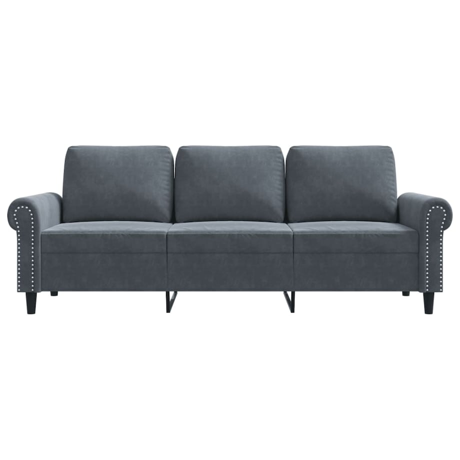 vidaXL Sofa 3-osobowa, ciemnoszara, 180 cm, obita aksamitem