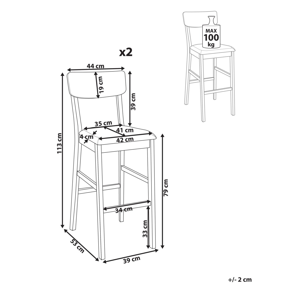 Krzesło barowe Jasne drewno AMBLER