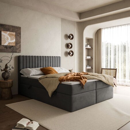 Łóżko kontynentalne JANELLE z materacem bonellowym, 160x200, Jasmine 96, topper