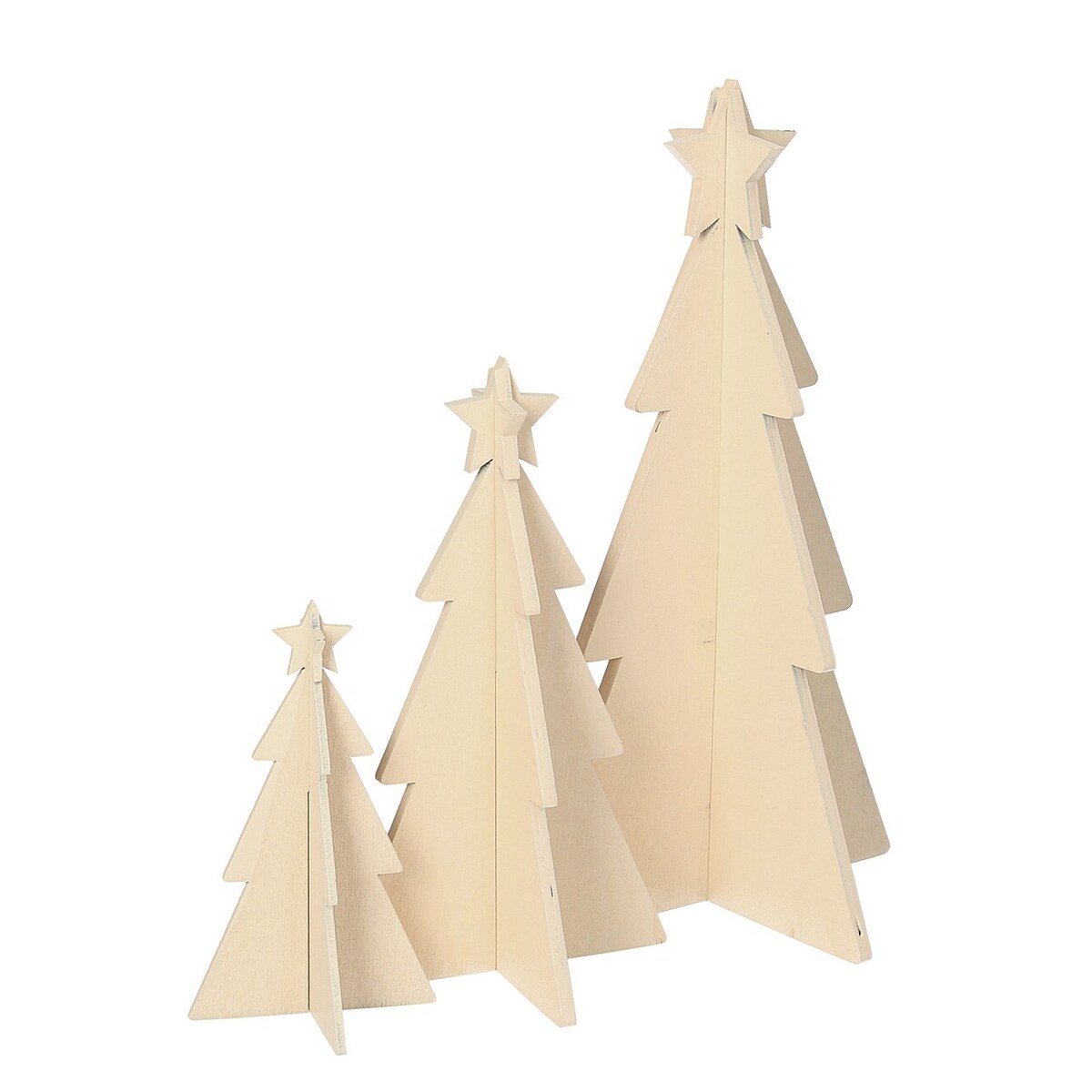 Dekoracja Rustic Trees 3 szt. natural boże narodzenie, święta, świąteczne, beżowy, 14/10/7x25/18/12 cm