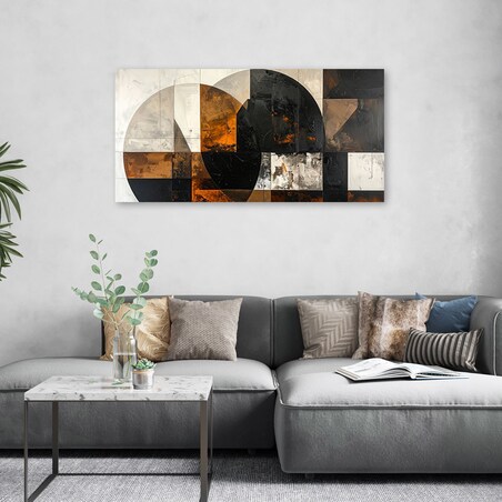 Obraz do salonu sypialni biura kuchni, Abstrakcja koła kształty brązowy szary