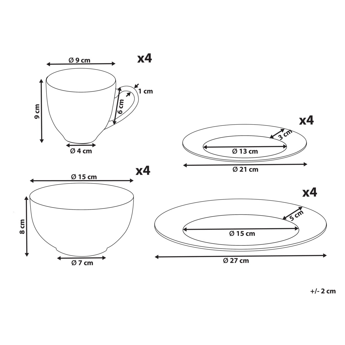 Zastawa stołowa 16-częściowa COWSLIP Porcelana Biały