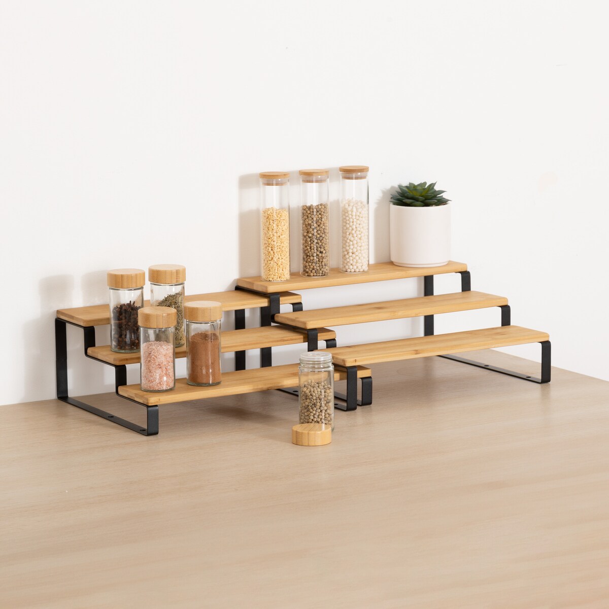 Półka na blat kuchenny 2w1 ORDERA, długość od 32 do 64 cm