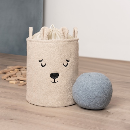kosz na zabawki sipo, wersja premium boucle, zamykany na ściągacz, beżowy miś, xl