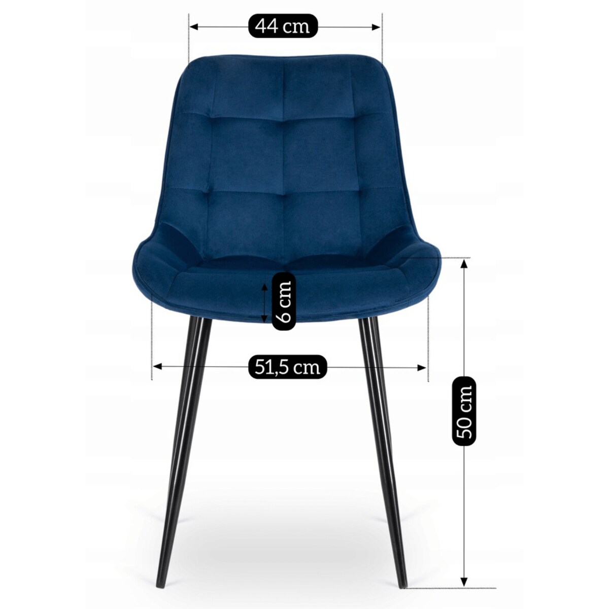 Krzesło Tapicerowane Welurowe Do Salonu Jadalni Kuchenne Granatowe CHRIS