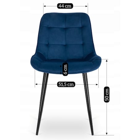 Krzesło Tapicerowane Welurowe Do Salonu Jadalni Kuchenne Granatowe CHRIS