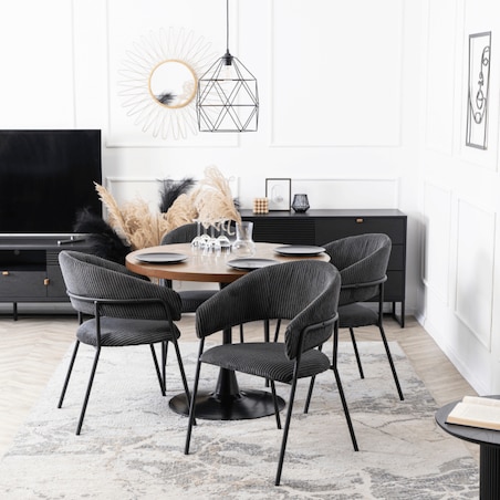 Krzesło Tapicerowane TINKA Czarne Sztruksowe Nowoczesne Loft