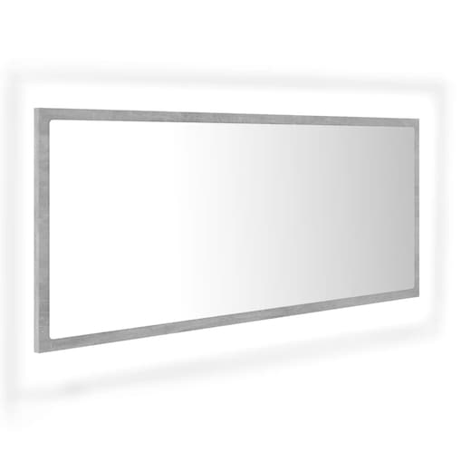 vidaXL Lustro łazienkowe LED, szarość betonu, 100x8,5x37 cm, akryl