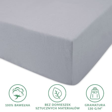 Prześcieradło jersey z gumką 60x120 kolor Popiel, Darymex