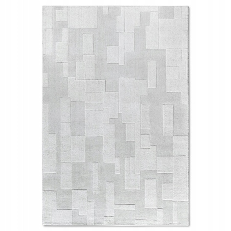 Dywan wełniany do salonu 120x170cm, kremowy nowoczesny wzór