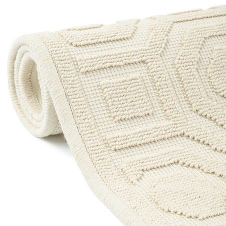 Dywanik łazienkowy Lino 73x135 cm bawełniany geometryczny beżowy