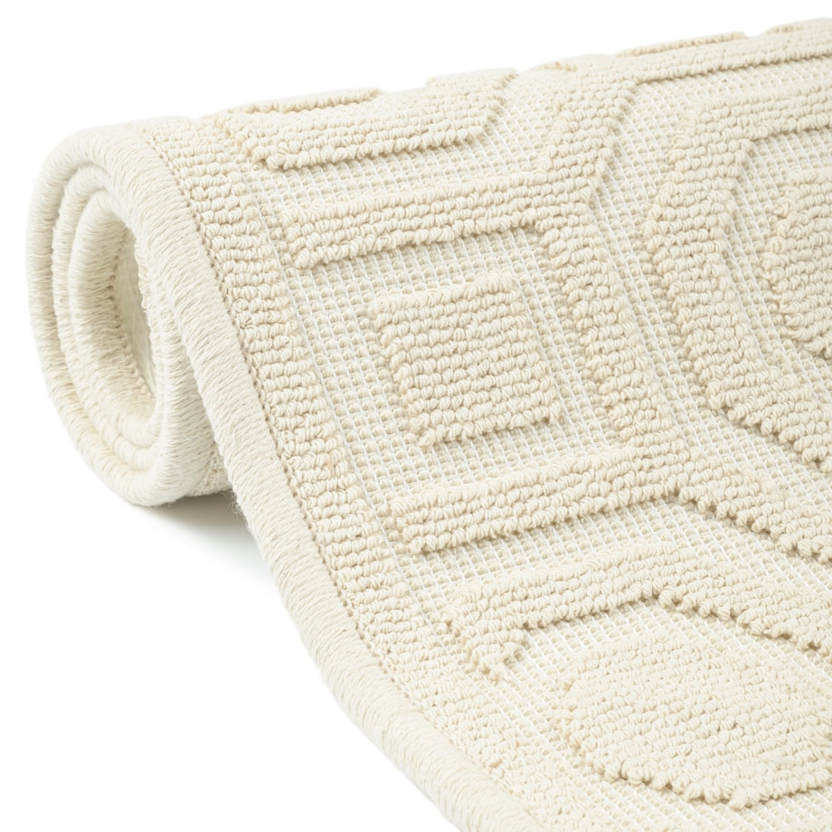 Dywanik łazienkowy Lino 73x135 cm bawełniany geometryczny beżowy