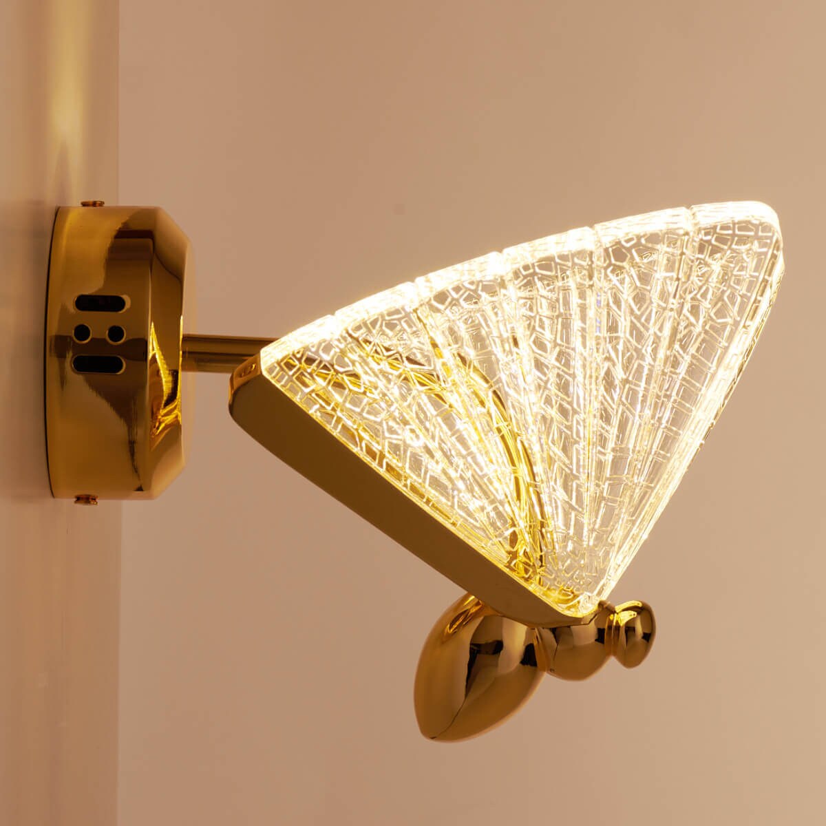 Szklana lampa ścienna Bee ST-W0612-1B LED 7W 3000K metal szkło motyl złota