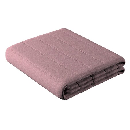 Narzuta pikowana w pasy 130x210 różowy z czarną nitką