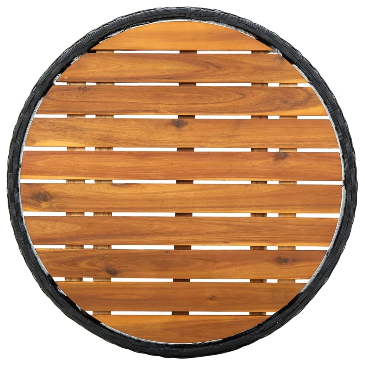 vidaXL Stolik herbaciany, czarny, 60 cm, rattan PE i drewno akacjowe