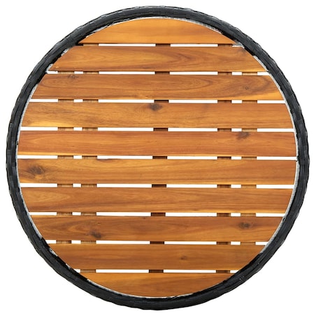vidaXL Stolik herbaciany, czarny, 60 cm, rattan PE i drewno akacjowe