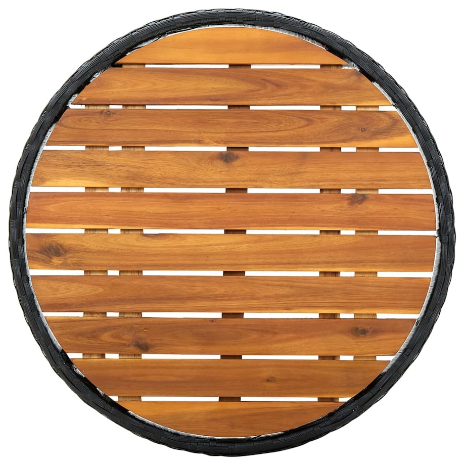 vidaXL Stolik herbaciany, czarny, 60 cm, rattan PE i drewno akacjowe
