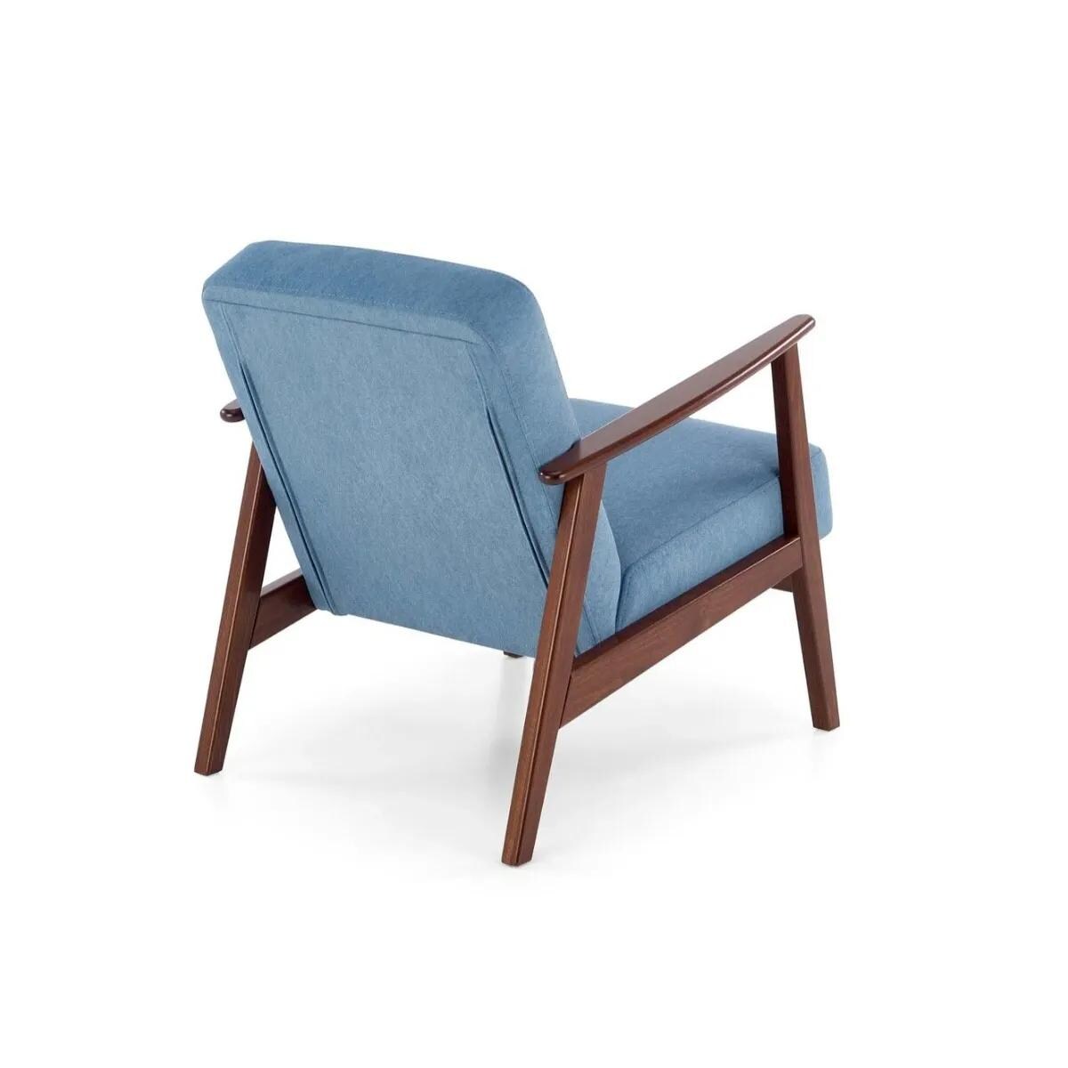 Fotel tapicerowany MILANO 1S niebieski/orzech