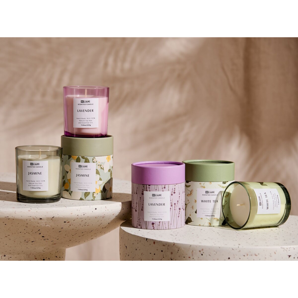 3 świece zapachowe sojowe biała herbata/ lawenda/ jaśmin COLORFUL BARREL