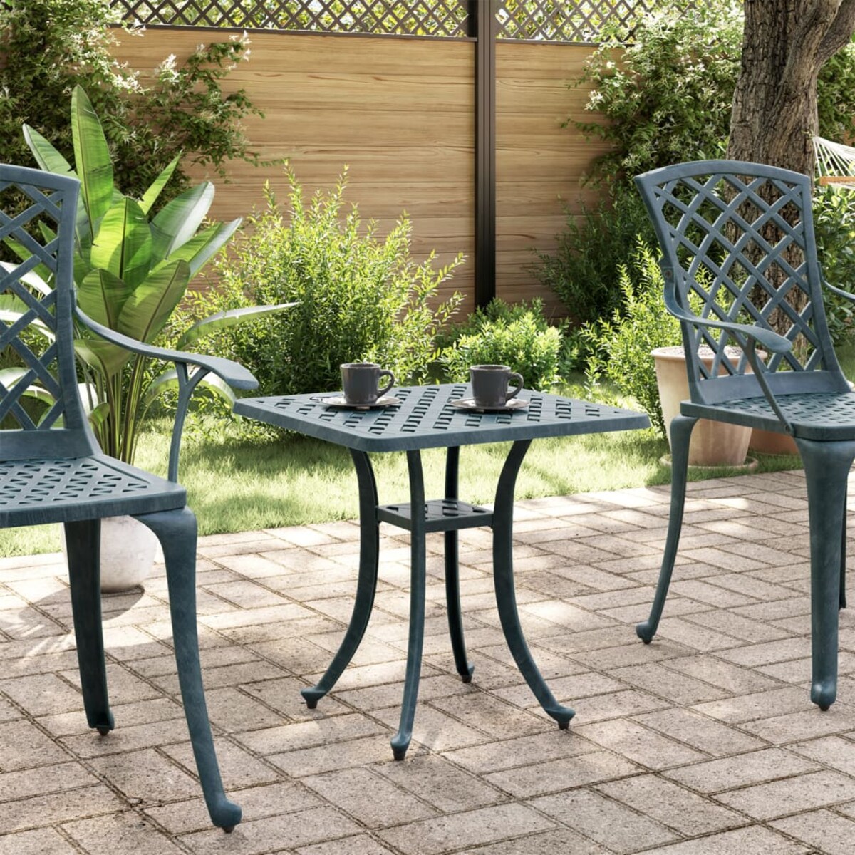 vidaXL Stolik ogrodowy, zielony, 53x53x53 cm, odlewane aluminium