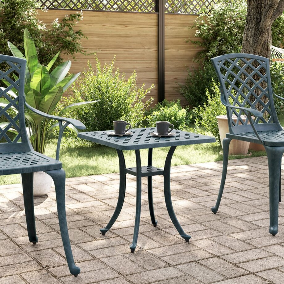 vidaXL Stolik ogrodowy, zielony, 53x53x53 cm, odlewane aluminium