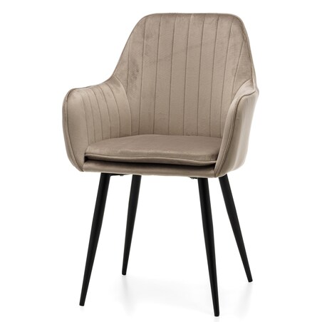 Krzesło tapicerowane EMILIA ciemnobeżowa welur salon jadalnia