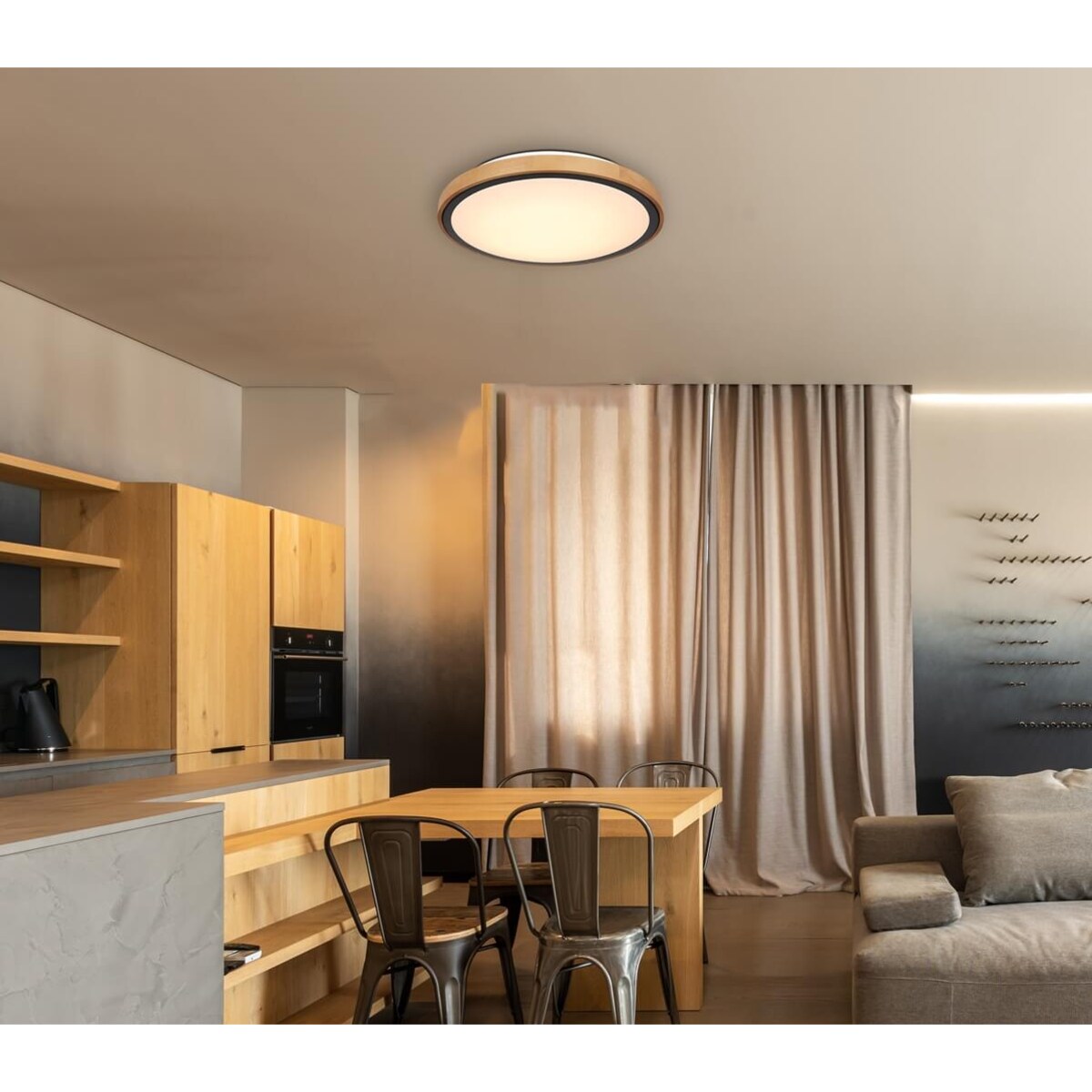 Lampa nasufitowa Bruno 41764-24 loftowa LED 24W drewniana