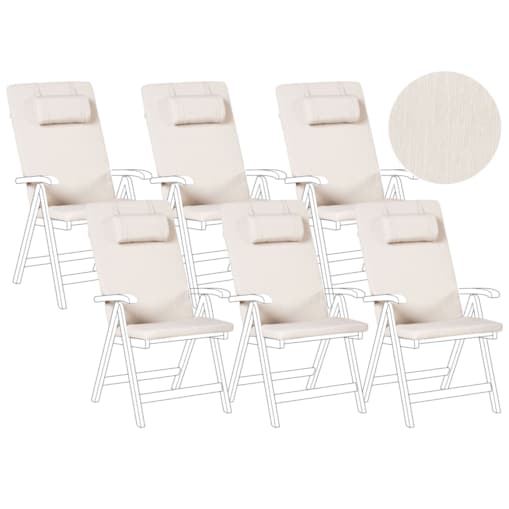 Zestaw 6 poduszek ogrodowych JAVA/AMANTEA PREMIUM 50 x 70 cm Jasnobeżowy