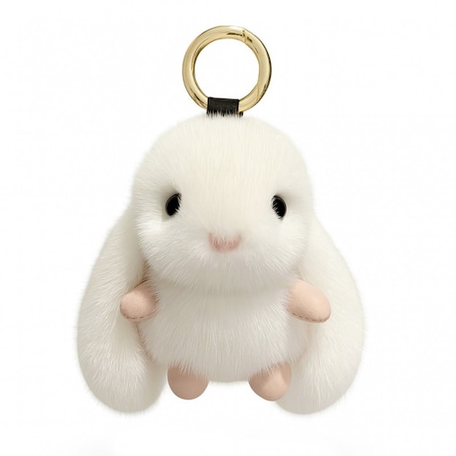 Brelok do kluczy Króliczek puchaty biały BRL340B