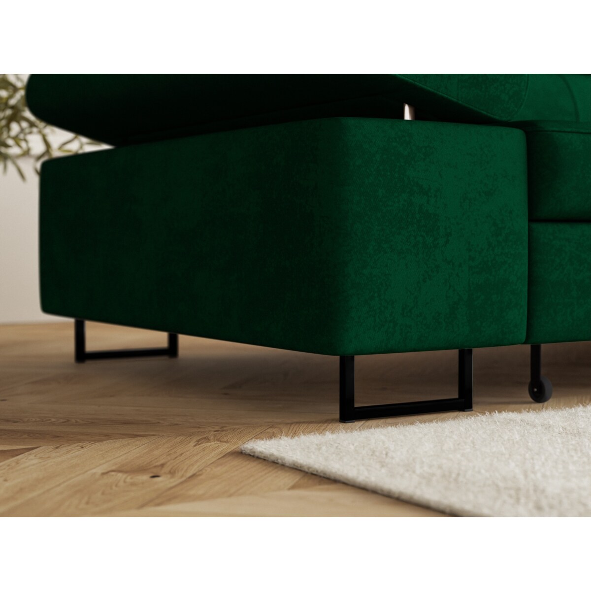 Narożnik ALEX z regulowanymi zagłówkami, lewostronny- butelkowa zieleń