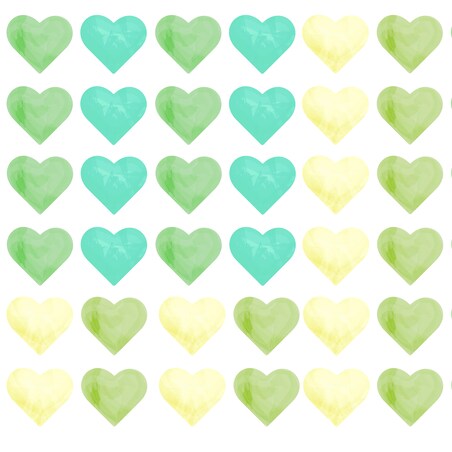 Naklejki Na Ścianę Dla Dzieci Akwarelowe SERDUSZKA Zielone Serca ZESTAW