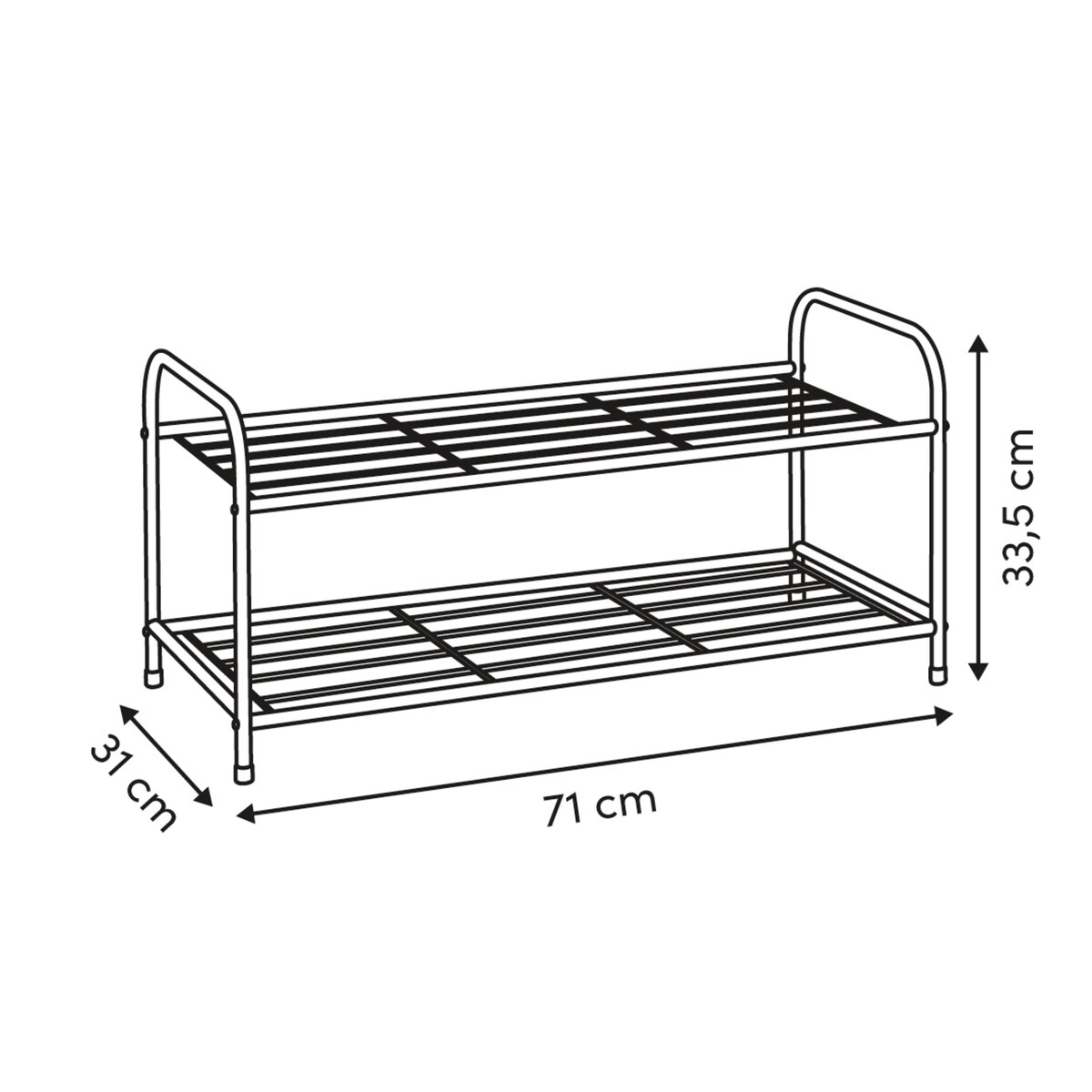 Metalowy stojak na buty METTY, 2 poziomy, 71 cm