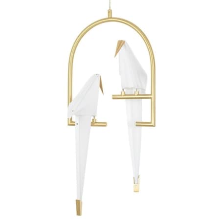 Wisząca lampa Loro MD8113-2 LED 19W ptaki białe złote