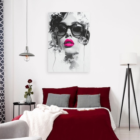 Obraz na płótnie do salonu sypialni, Kobieta Glamour Nowoczesny Portret Czarno Biały 60x90 cm