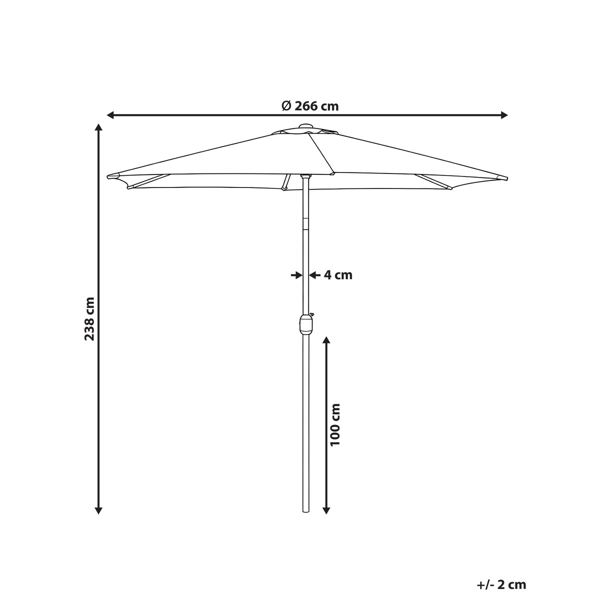 Parasol ogrodowy 266 cm VARESE Beżowy